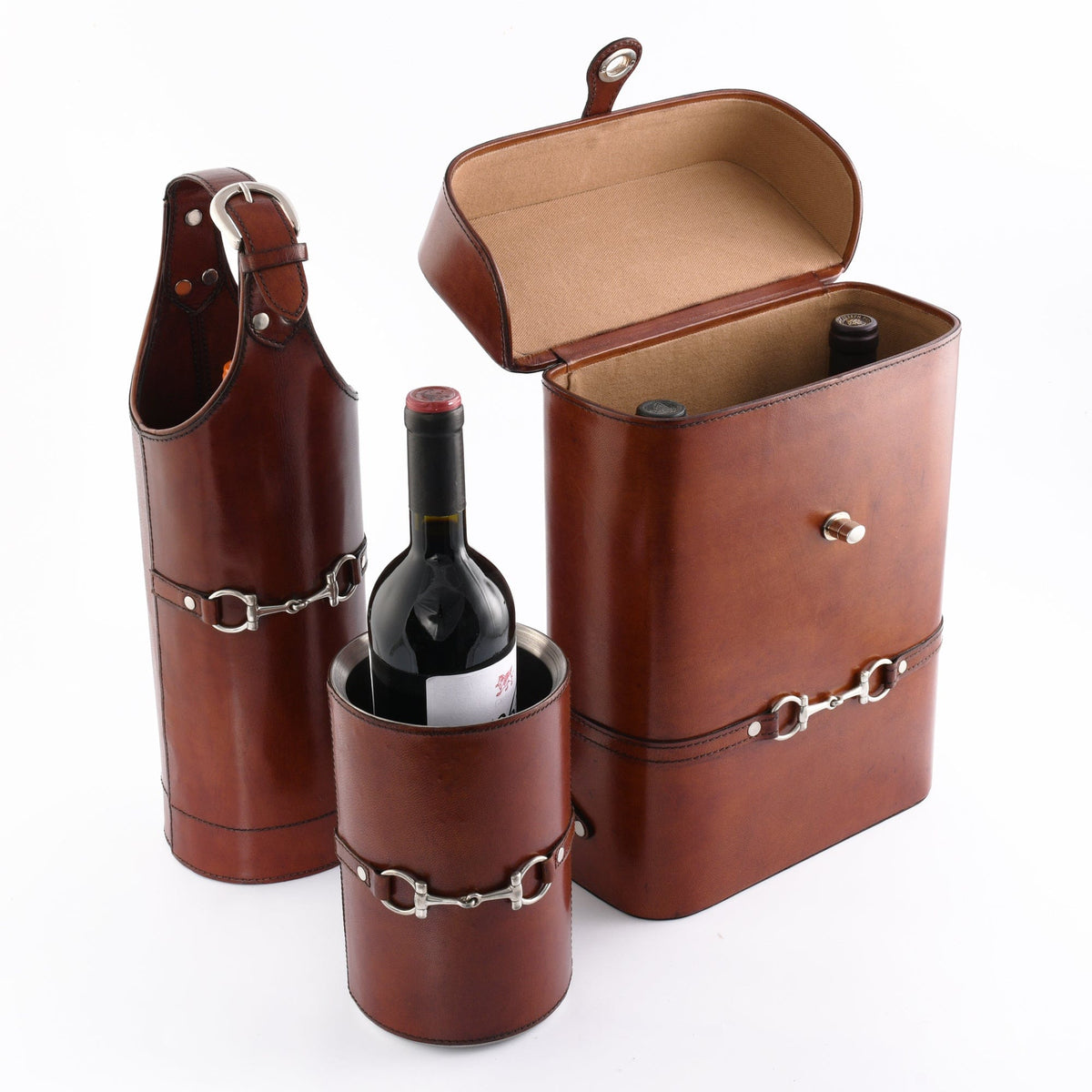 Premium Genuine Leather Double Wine Bottle Carrier