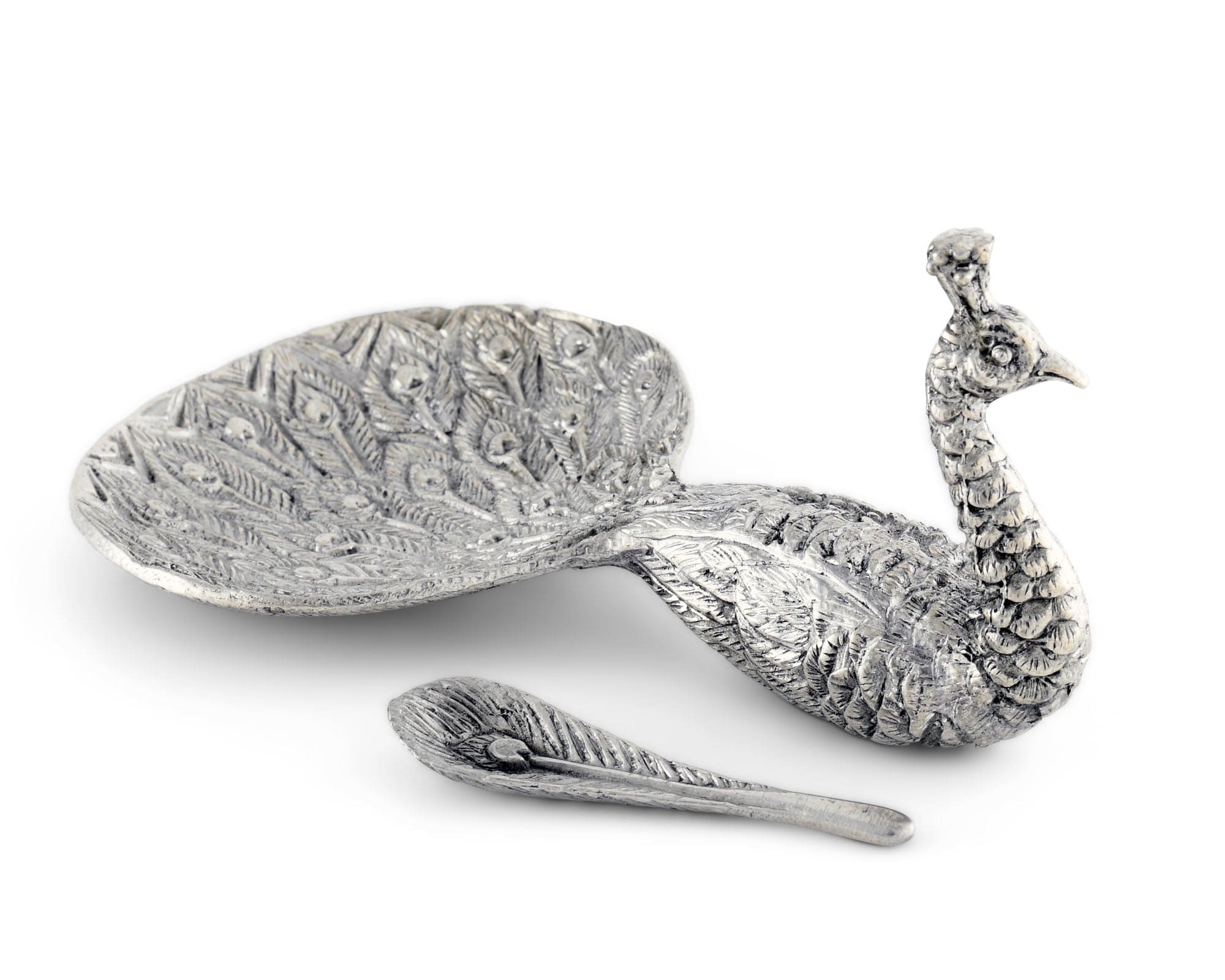 Pewter Peacock Salt Cellar