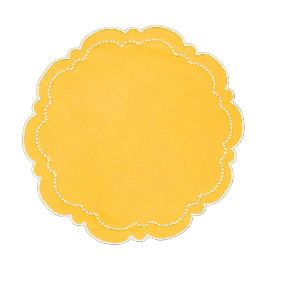 Yellow scalloped border on a white background