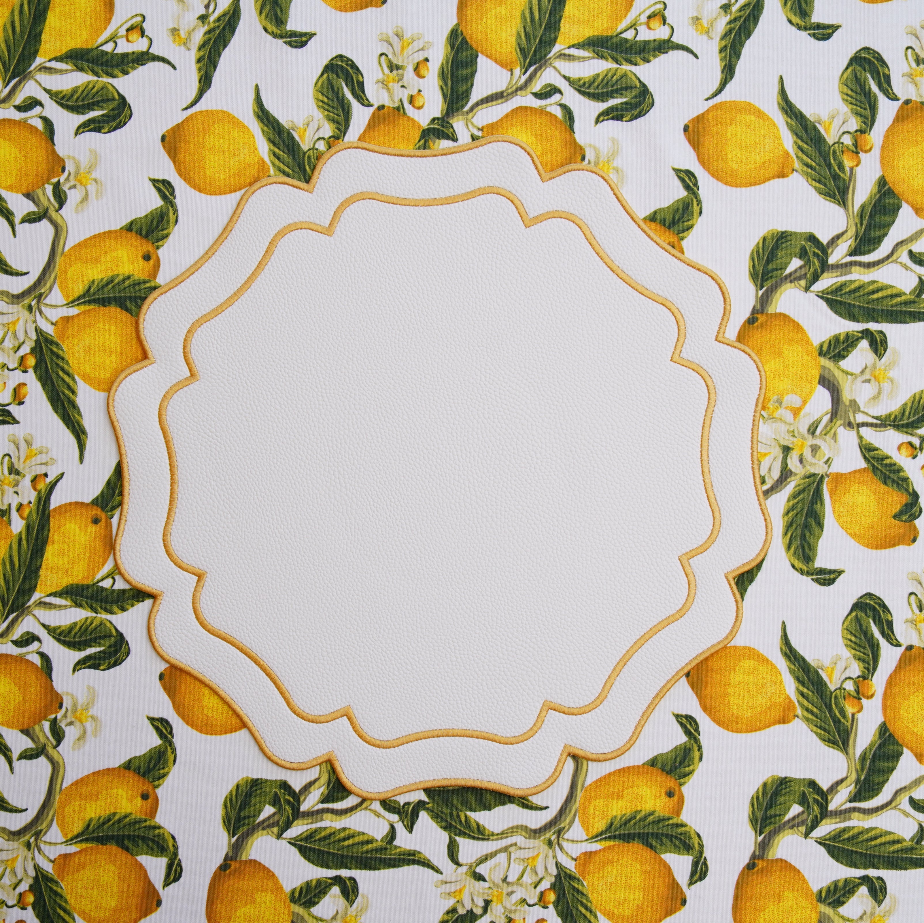 Vitsa Ivory Wavy Faux Leather Placemat