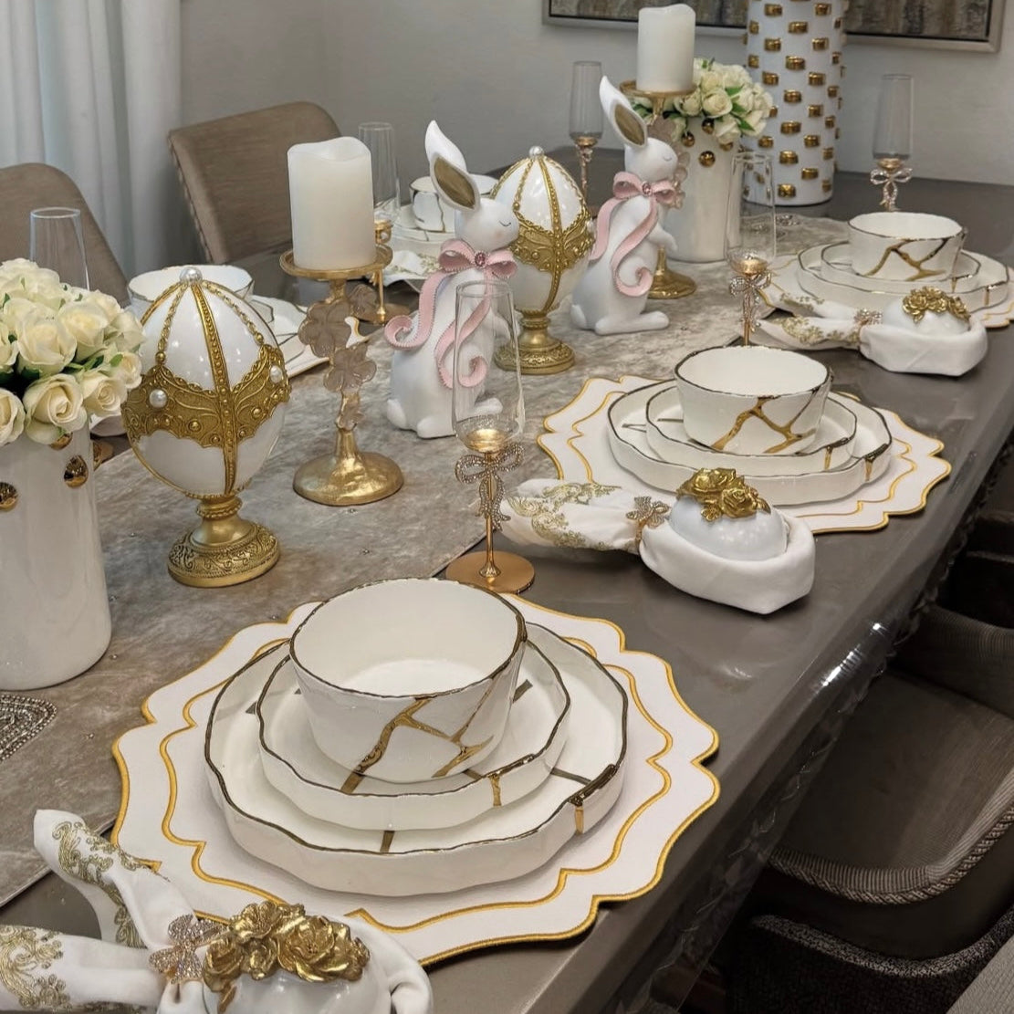 Vitsa Ivory Wavy Faux Leather Placemat