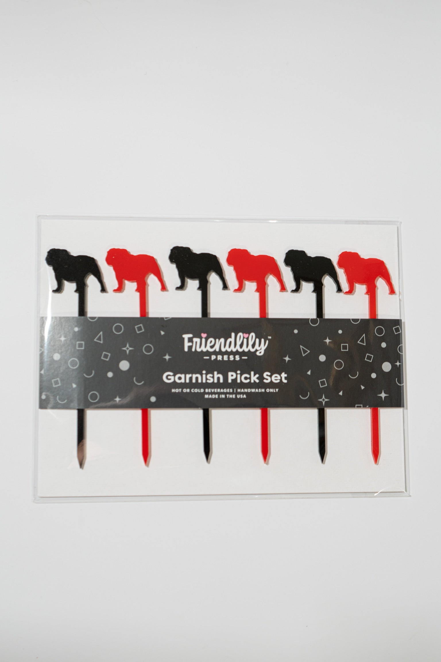 Bulldog Acrylic Garnish Pick Set